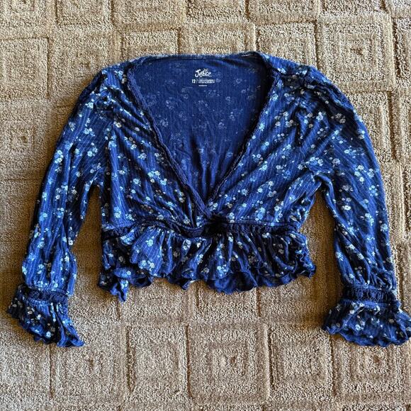 Justice - Girls Top - Floral Long Sleeve - Size 12 - Picture 7 of 8